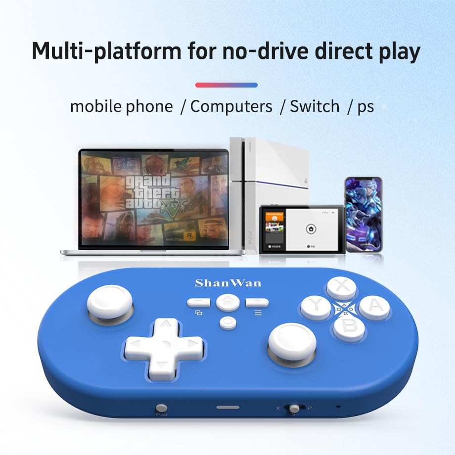 ShanWan Wireless Bluetooth Controller is Compatible With the Switch/Switch 2, Steam Deck, PC, Android, iPhone, iPad, and macOS. It Features Customizable Buttons and Macros, Motion Controls, linear Motor Vibration, Joysticks, Triggers, and a D-pad