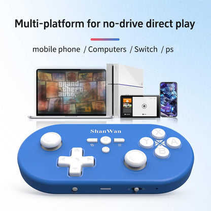 ShanWan Wireless Bluetooth Controller is Compatible With the Switch/Switch 2, Steam Deck, PC, Android, iPhone, iPad, and macOS. It Features Customizable Buttons and Macros, Motion Controls, linear Motor Vibration, Joysticks, Triggers, and a D-pad