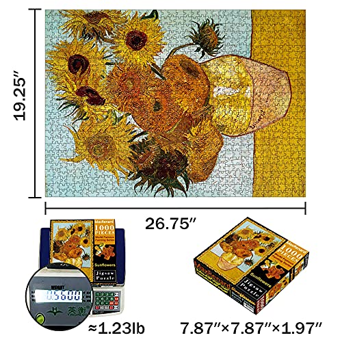 MaxRenard Game Jigsaw Puzzle 1000 Pieces and Up for Adult Toy Fine Art Collection Sunflowers by Vincent Willem Van Gogh - color: A008