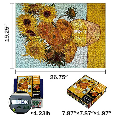 MaxRenard Game Jigsaw Puzzle 1000 Pieces and Up for Adult Toy Fine Art Collection Sunflowers by Vincent Willem Van Gogh - color: A008