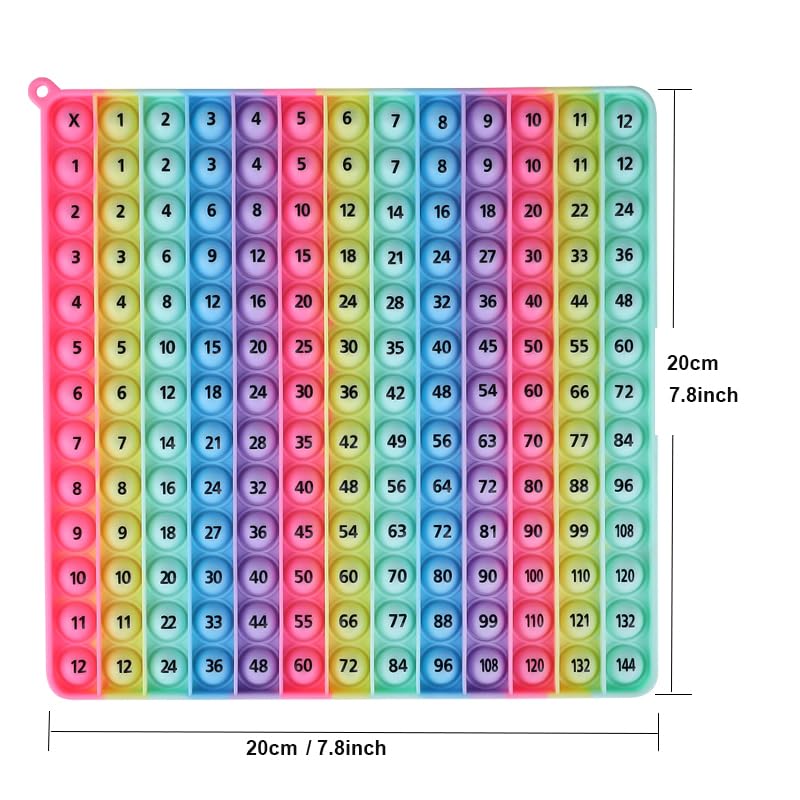 Multiplication Game Table 12 X 12 Math Flash Cards 3rd Grade Fingertip Fidget POP Toy Board Create a Variety of Multiplication additions for Teachers，Educational Science Kits - size: 20cm Vertical Stripe Macaron