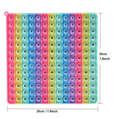 Multiplication Game Table 12 X 12 Math Flash Cards 3rd Grade Fingertip Fidget POP Toy Board Create a Variety of Multiplication additions for Teachers，Educational Science Kits - size: 20cm Vertical Stripe Macaron