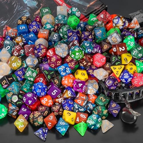 QMay 35 Sets Polyhedral Dice - 35 X 7 (245 Pieces) DND Dice with a D&D Dice Large Drawstring Bag, 35 Colors D4 D6 D8 D10 D% D12 D20, Great for Dungeons and Dragons, RPG, MTG,Role Playing Table Games - color: 35 Sets-245pcs