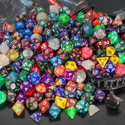 QMay 35 Sets Polyhedral Dice - 35 X 7 (245 Pieces) DND Dice with a D&D Dice Large Drawstring Bag, 35 Colors D4 D6 D8 D10 D% D12 D20, Great for Dungeons and Dragons, RPG, MTG,Role Playing Table Games - color: 35 Sets-245pcs