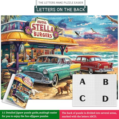 Puzzles for Adults 1000 Pieces,Seaview Campground Jigsaw Puzzle with 1:1 HD Poster, Perfect Interlocking No Dust, Stress Relief Ideal Gift for Family Games - color: Seaview Campground