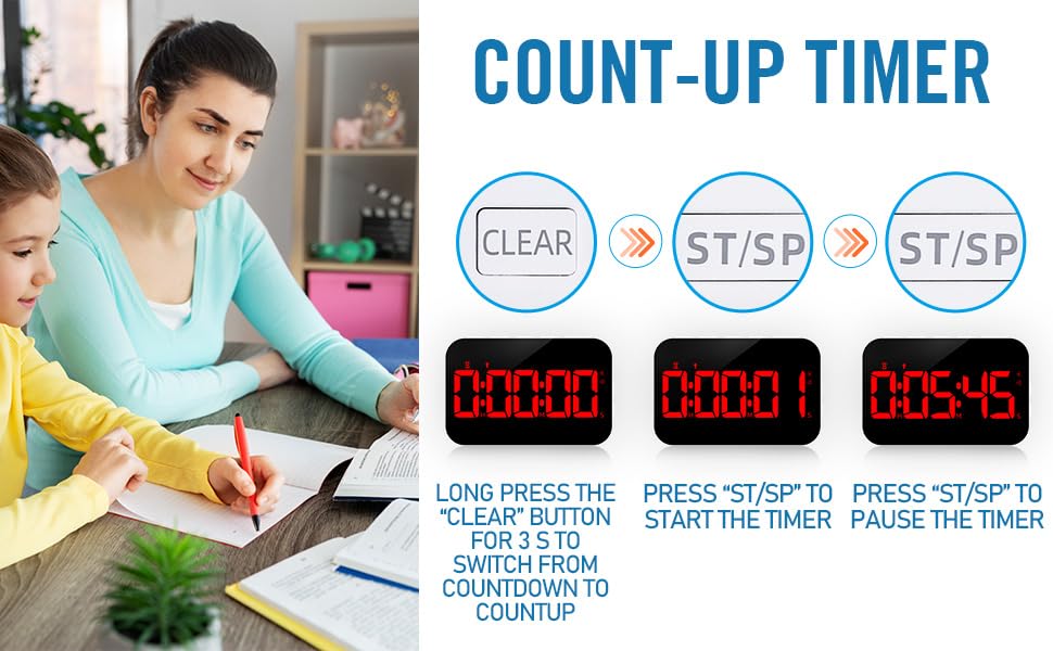 Kitchen Digital RED Timer, Count Down Up, Rechargeable, Vibration Mode Adjustable Volume and Brightness LED Display, Time Management Cook, Desk - color: Red