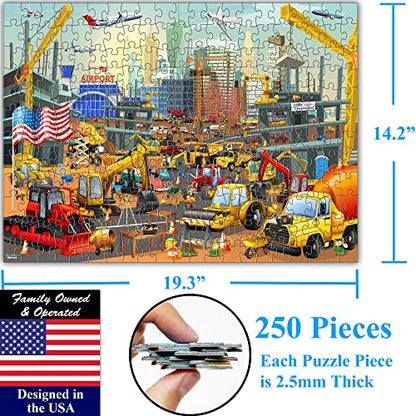Think2Master Construction in New York City, USA 250 Pieces Jigsaw Puzzle. Great Puzzle for Adults and Seniors. Easier to Handle Larger Pieces. Size: 14.2” X 19.3” - style: Construction USA