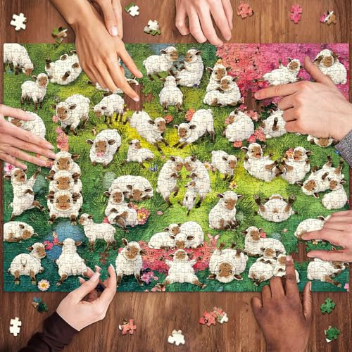 HUADADA 1000 Piece Puzzle for Adults - Cute Fluffy Sheep Jigsaw Puzzle, Anti-Glare Matte Print, 70x50cm, Puzzles 1000 Pieces - color: Cute Fluffy Sheep