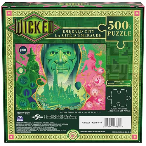 Spin Master Games Wicked Movie 500-Piece Lenticular Jigsaw Puzzle | 500-Piece Lenticular Puzzle, Screen-Free Activity, Stress Relief For Adults, Official Movie Themed Collectible Toy, Ages 8+ - style: Wicked 500 pc Emerald City Puzzle