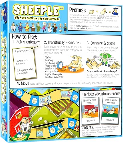 SHEEPLE™ - Hilarious Party Game for Family Game Night - Easy & Fun for Big Groups of 4-12 Players – Word Play Fun for Adults, Teens, and Kids – 30 Minutes – Ages 8 & Up – Funny Sheep Gifts