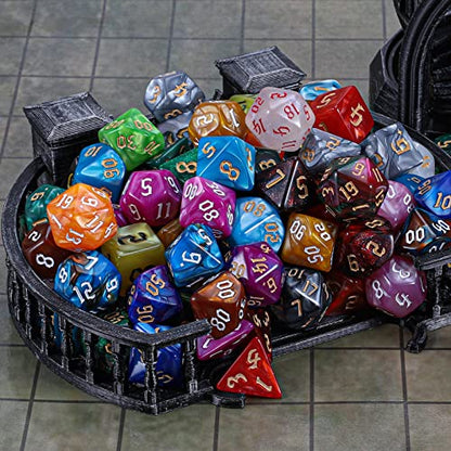 CiaraQ Polyhedral Role Playing Dice with Drawstring Storage Pouch | 26 acrylic dice sets – 182 pcs total, 7 per set (D4-D20). Lightweight & durable. Great for D&D & tabletop games. Ages 14+. - color: 26 Colors -Sickle Font