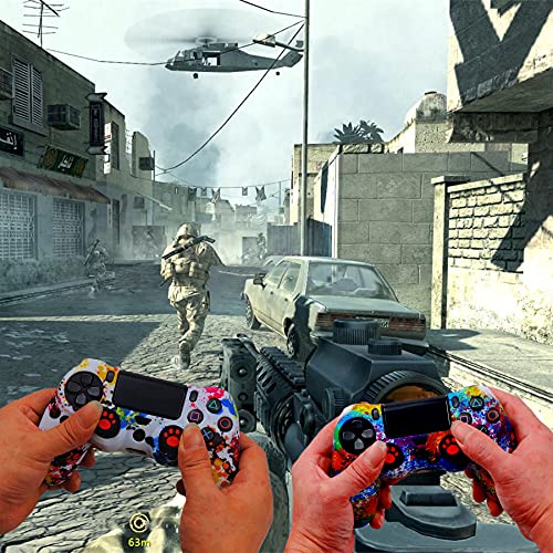 Silicone Skin for Ps4 Controller, 2pcs Anti-Slip Shell Cover Case with 10 Joystick Grips, 2 Pairs L2 R2, 4pcs Led Light Bar Skin for Playsation 4/ Slim/Pro Dualshock 4 Controller Wireless Gamepad - color: PS4 controller #3