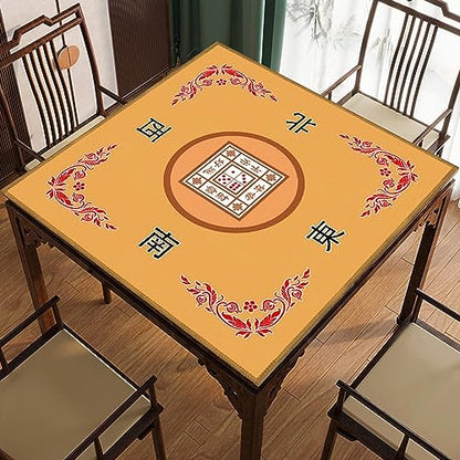 Mahjong Mat, Mahjong Table Mat for Tile Game, 31.5 in x 31.5 in Anti Slip and Noise Reduction Table Cover for Poker Card Board and Dominoes(Yellow) - color: C-yellow