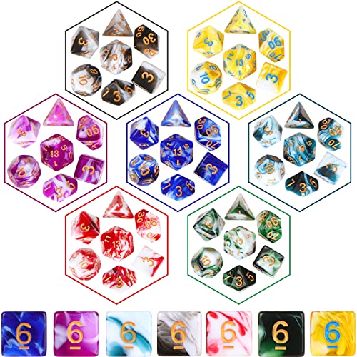350 Pcs Dice Sets Bulk with Drawstring Bag Polyhedral Dice Sets Multi Role Playing Table Game D4 D6 D8 D10 D% D12 D20 (Mixed Style) - style: Mixed Style