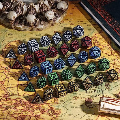 DND Dice Set -D&D Polyhedral Dice (7 Pcs) Druid Dice with Leather Dice Bag for Role Playing Dice Games RPGs(Druid - Black Green) - color: Druid - Black Green