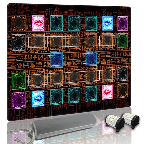 Stitched for Yugioh Playmat, 2-Player, Master Rule Duel Field Zones, Large Card Game Mat, Original Art Designs & Accessories (Egypt) - color: Egypt