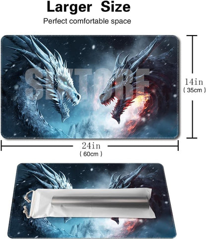 Board Game 14x24in MTG Playmat Compatible for OCG CCG RPG TCG Playmats (Dragon Fight) - color: Dragon Fight