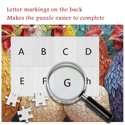 PICKFORU Colorful Roosters Puzzles for Adults 1000 Pieces, Mosaic Farm Chicken Jigsaw Puzzles 1000 Pieces, Difficult Art Animal Puzzle - style: Colorful Roosters