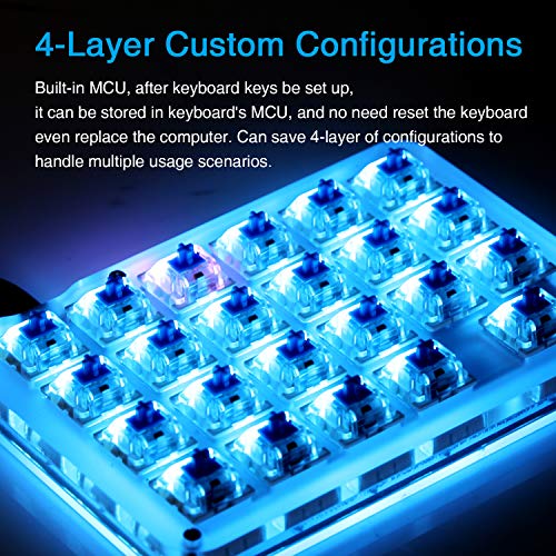 Koolertron One Handed Macro Mechanical Keyboard, Portable Mini One-Handed Mechanical Gaming Keypad 23 Fully Programmable Keys (RGB Backlit/Red switches)