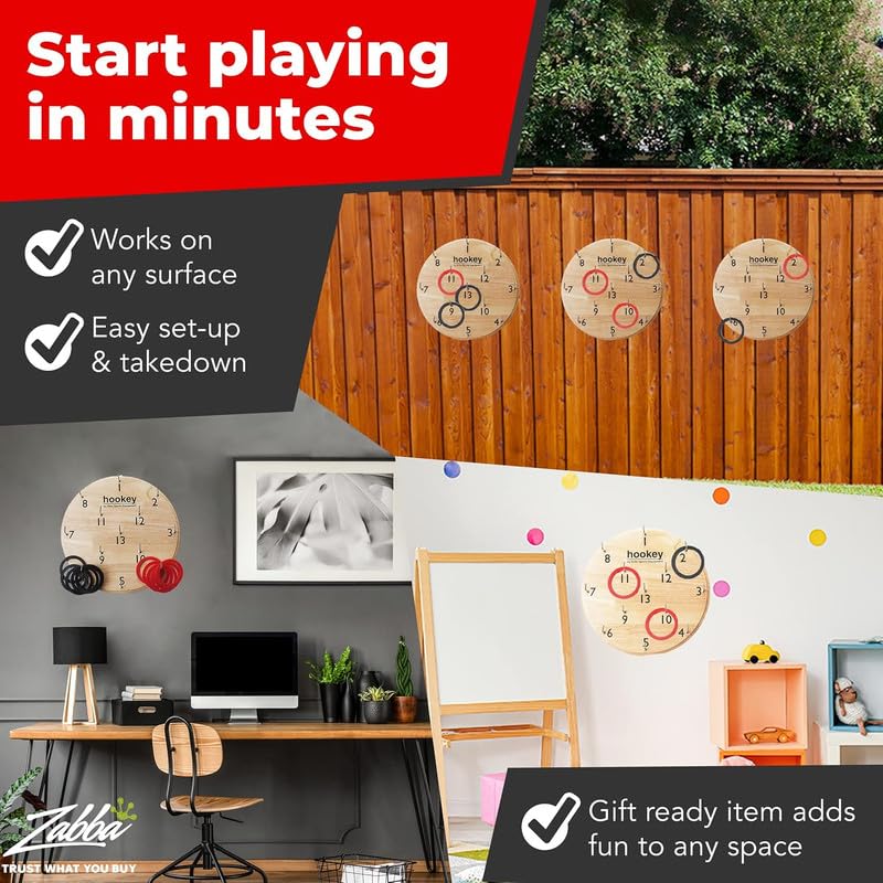 Ring Toss Game | Sturdy Wooden Board Set for Kids Outdoor Games | Camping Activities - Adults & Kids Picnic - size: 12"