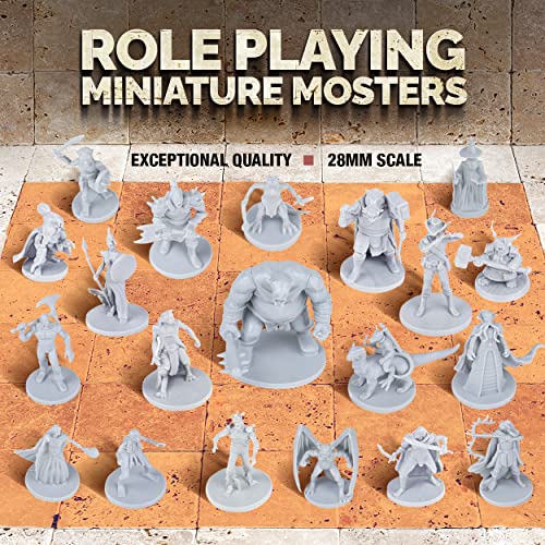 Path Gaming 20‑Piece Unpainted Miniatures Set – 28 mm Fantasy Heroes, Monsters & NPCs for Dungeons & Dragons & Pathfinder
