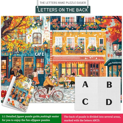 Puzzles for Adults 1000 Pieces, Romantic Street Scene Jigsaw Puzzle with 1:1 HD Poster, Perfect Interlocking No Dust, Stress Relief Ideal Gift for Family Games - color: Romantic Street Scene