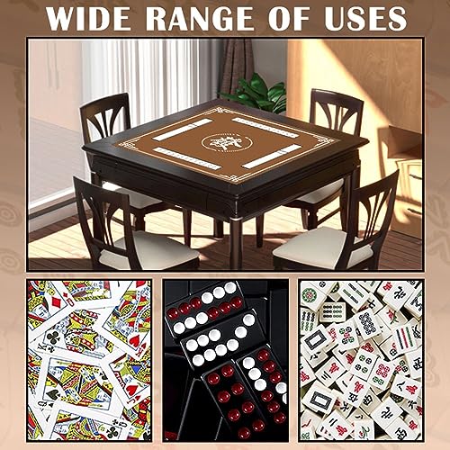 Mahjong Mat, 31.5 in x 31.5 in Mahjong Table Mat for Tile Game, Anti Slip and Noise Reduction Table Cover for Poker Card Board and Dominoes(Brown) - color: B-brown