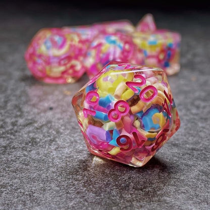 Sage’s Portal Cantrips DND Dice Set - Round Edge Resin 7-PC Polyhedral DND Dice Set for Dungeons and Dragons D&D RPG Tabletop TTRPG (Sprinkles Pink) - color: Sprinkles Pink