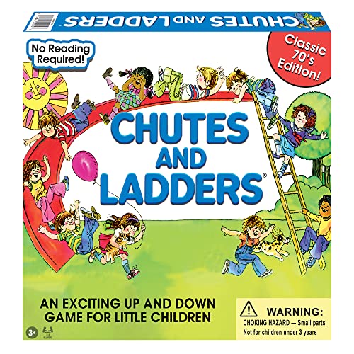 Classic Chutes and Ladders, with 1970's Art, by Winning Moves Games USA | 2-4 Players, Ages 3+