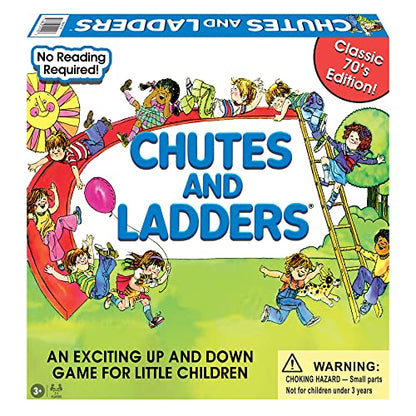 Classic Chutes and Ladders, with 1970's Art, by Winning Moves Games USA | 2-4 Players, Ages 3+