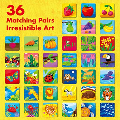 Hebayy Memory Matching Game, 72 PCS Nature Theme Matching Cards for Toddlers 36 Pairs Memory Cards for Preschool 4 5 6 Years Old - style: Nature Theme