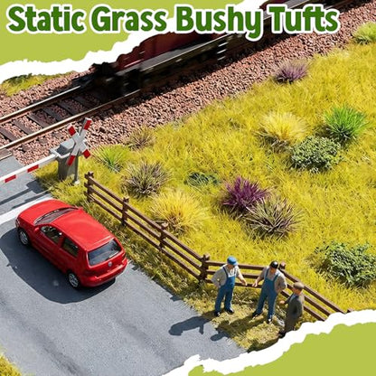 Warmtree 360 Pcs Static Grass Lowland Shrubs Tuft Terrain Model Kit for Train Landscape Railroad Scenery Sand Military Layout Model Miniature Bases and Dioramas - color: Color D
