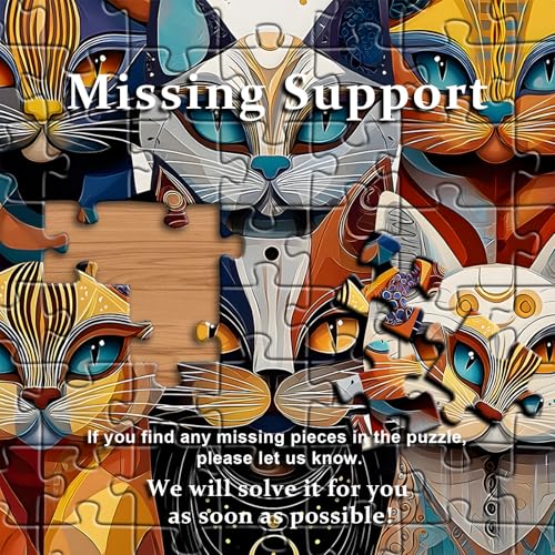 Cat Puzzles for Adults 1000 Pieces, PICKFORU Abstract Cat Jigsaw Puzzle, Animal Funny Kitty Challenge Puzzle Kitten