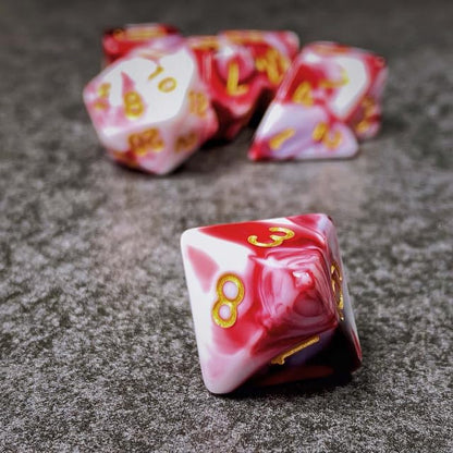 Sage’s Portal Stones DND Dice Set Acrylic Opaque 7-PC Polyhedral DND Dice Set for Dungeons and Dragons D&D Sage’s Cantrips RPG Tabletop TTRPG (Red/White) - color: Red/White