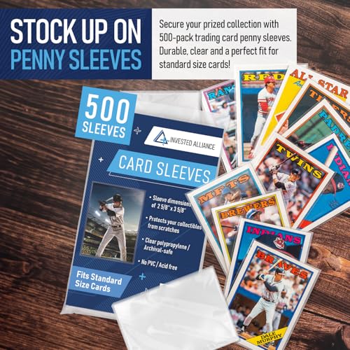 Premium Penny Sleeves for Trading Cards | Soft Trading Card Sleeves for Baseball Cards, Ultra Clear Plastic Pro Sports Card Sleeve, Football, MTG Collector Sleeve (Standard + Thick Options Available) - style: Standard - 500 Count