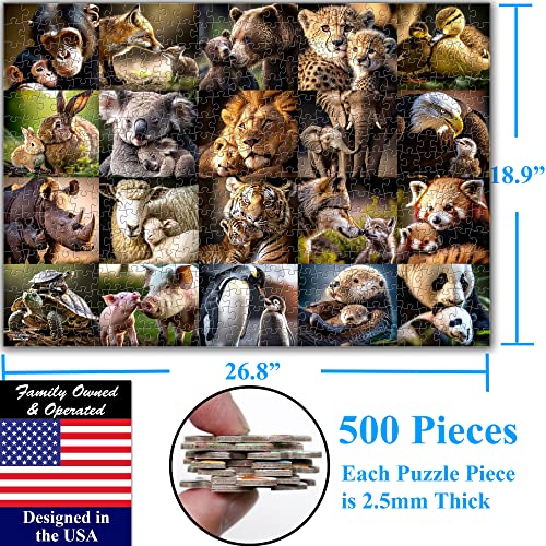 Think2Master Animal 500 Pieces Jigsaw Puzzle with Very Large Jigsaw Pieces. for Adults, Seniors. Great Gift 13+ Size: 26.8” x 18.9” - style: Animal Families