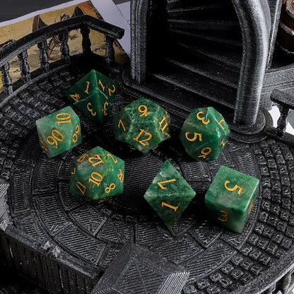 LUCKY-M Stone Dice DND Set, African Jade Dice for Dungeons and Dragons and Role Playing Game, D&D Accessorie with Dice Case (African Jade) - color: Gem-african Jade