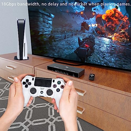KAGO 7-Port HDMI Switch 4K@60Hz, 7 in 1 Out HDMI Switcher with Remote Control, Supports HDCP 2.2, HDR10, 3D & 18Gbps, Aluminum HDMI Hub Selector for PS5/4, Xbox, Roku, Apple TV, PC - size: 7 ports