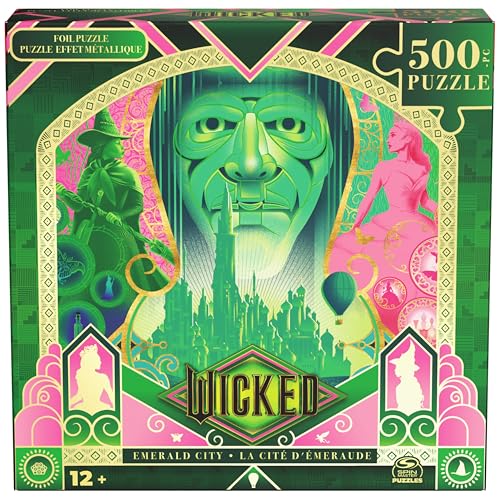 Spin Master Games Wicked Movie 500-Piece Lenticular Jigsaw Puzzle | 500-Piece Lenticular Puzzle, Screen-Free Activity, Stress Relief For Adults, Official Movie Themed Collectible Toy, Ages 8+ - style: Wicked 500 pc Emerald City Puzzle