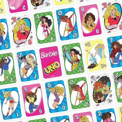 Mattel Games UNO Barbie Card Game with Special “Hi, Barbie!” Rule for Kids, Adults & Family Nights, Game Nights, Travel, Camping & Parties. - style: UNO Barbie