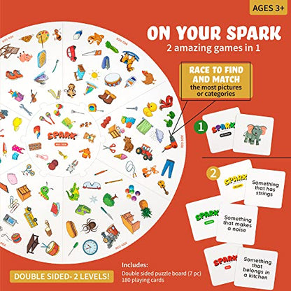 Matching Game Preschool Board Games for Kids 2-in-1 Picture Cards, Match and Category Games, Speech Therapy Materials, Educational Games for Kids 3 and Up