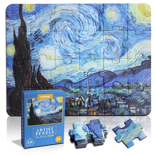 24 Pieces Starry Night Puzzle, Toddler Easy Puzzles for Kids Ages 3-5,4-6 Artist-an Intellectual Decompression Entertainment Game and Preschool Educational Learning Toys - color: Starry Night-24p