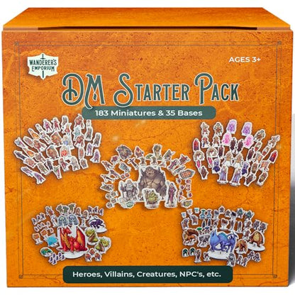 Hard Flat Minis for DND Miniatures with Bases | 28mm - 32mm Scale Dungeons and Dragons Starter Set 5e (DM Starter Pack, 183, Miniatures) - style: 1. DM Starter Set