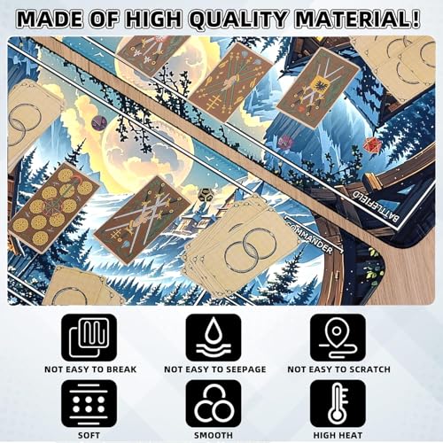 MTG Playmat- Stitched Edges Forest TCG Playmat-Non-Slip Landscape Play Mat Smooth Surface Rubber Base Board Game Mousepad 24x14 inches for Trading Card Game Playing with Storage Bags - color: Snow House Stitched Edges Mats With Zones