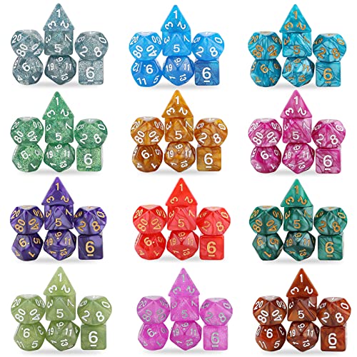 Polyhedral Dice Set- 25 X 7 (175 Pieces) DND Dice with Storage Pouch | 25 Colors D4 D6 D8 D10 D% D12 D20, Great for D&D tabletop Role Playing games - color: 25sets-2