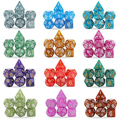 Polyhedral Dice Set- 25 X 7 (175 Pieces) DND Dice with Storage Pouch | 25 Colors D4 D6 D8 D10 D% D12 D20, Great for D&D tabletop Role Playing games - color: 25sets-2