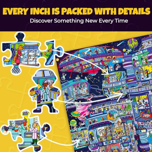 1000 Piece Puzzle for Adults – Jigsaw Puzzles for Adults 1000 Pieces | Galactic Tails Jigsaw Puzzles – Hidden Secrets & Audio Story – Premium Box Packaging – Extra Fun Challenges - color: Galactic Tails