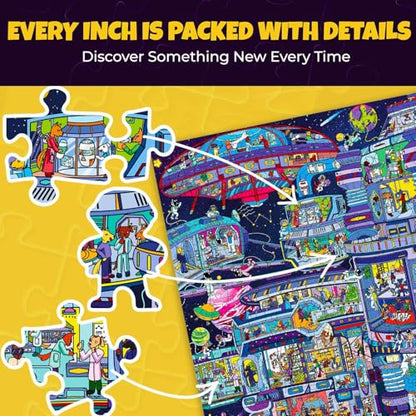 1000 Piece Puzzle for Adults – Jigsaw Puzzles for Adults 1000 Pieces | Galactic Tails Jigsaw Puzzles – Hidden Secrets & Audio Story – Premium Box Packaging – Extra Fun Challenges - color: Galactic Tails