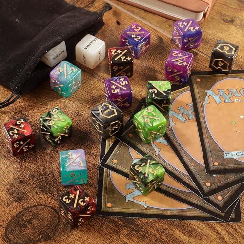 60 PCS MTG Dice Counters Keyword Counters Life Counter 1/+1 counters Commander Buff Tokens 6 Sided Dice Set for MTG, TCG, Card Games Accessories