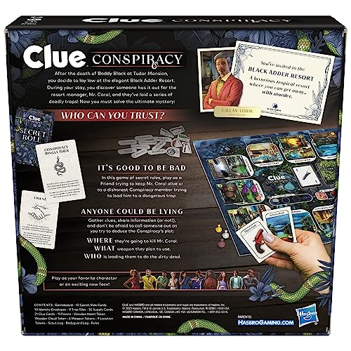 Hasbro Gaming Clue Conspiracy Board Game for Adults and Teens, Secret Role Strategy Games, Ages 14+, 4-10 Players, 45 Minutes, Mystery & Party Games